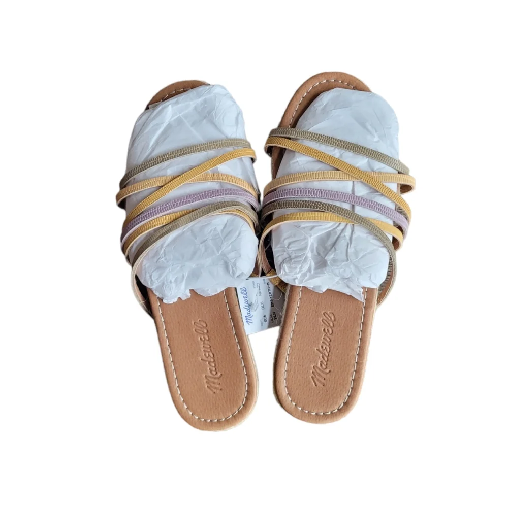 MADEWELL The‎ Kathryn Espadrille Slide Sandal in Pale Lilac Multi Size 7.5